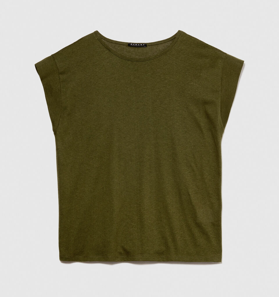 Slub t-shirt - women's short sleeve t-shirts - Military Green | Sisley image number 6